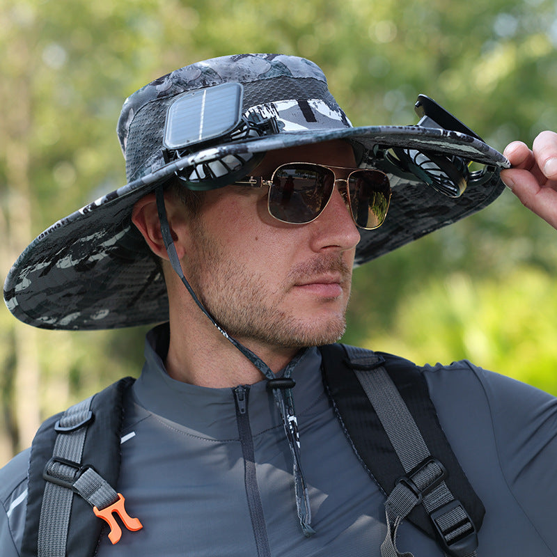 Solar-powered fan hat