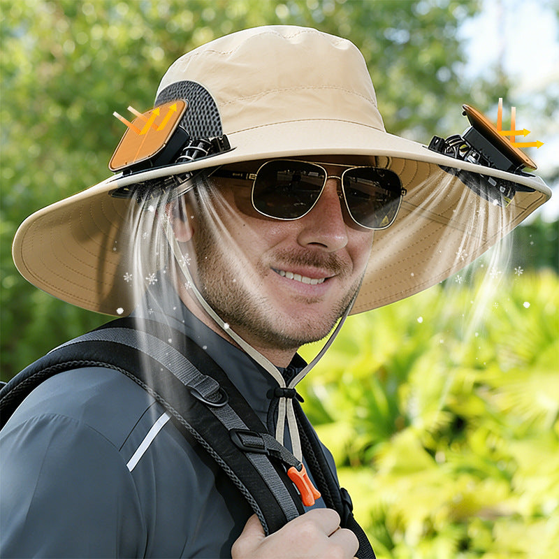 Solar-powered fan hat